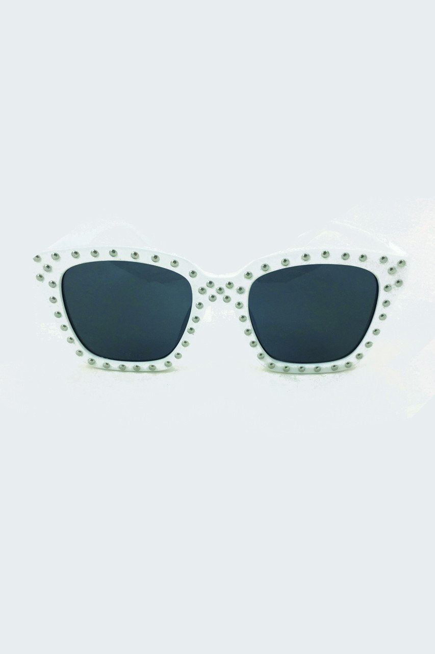 White Studded Wayfarer - ownthelooks-Development White Studded Wayfarer - ownthelooks-Development