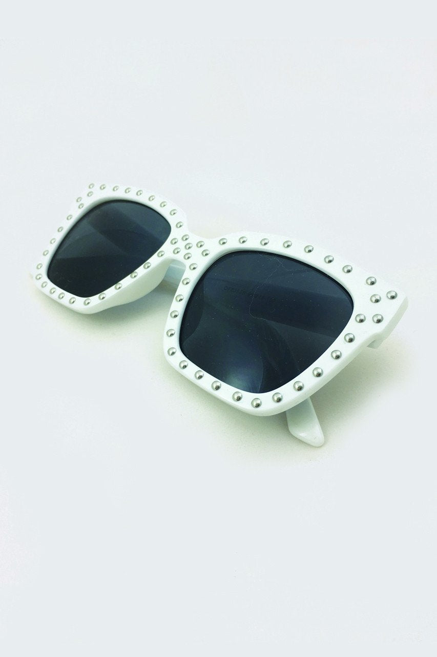 White Studded Wayfarer - ownthelooks-Development White Studded Wayfarer - ownthelooks-Development
