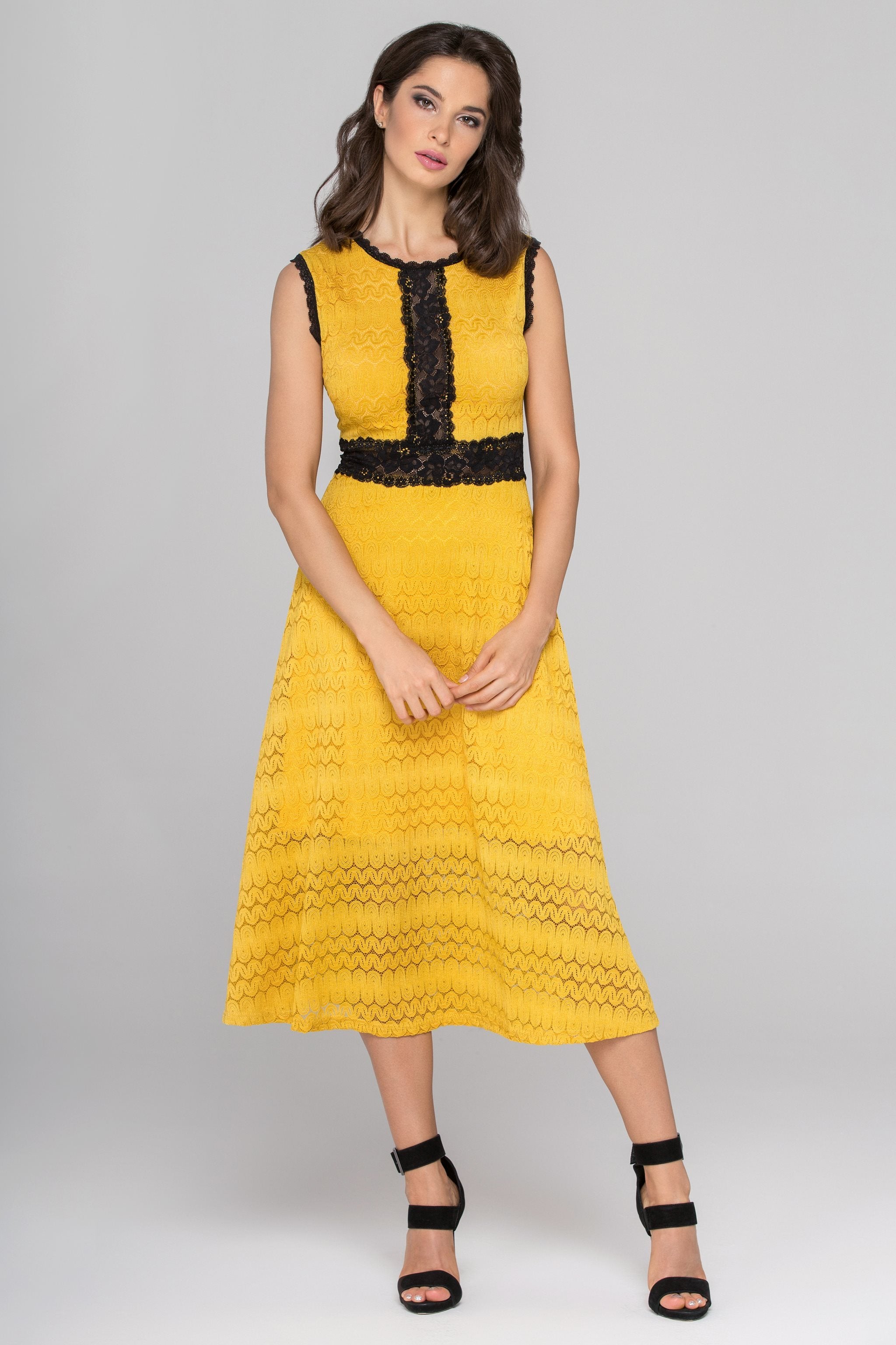 Yellow and Black Lace Midi dress - ownthelooks-Development Yellow and Black Lace Midi dress - ownthelooks-Development
