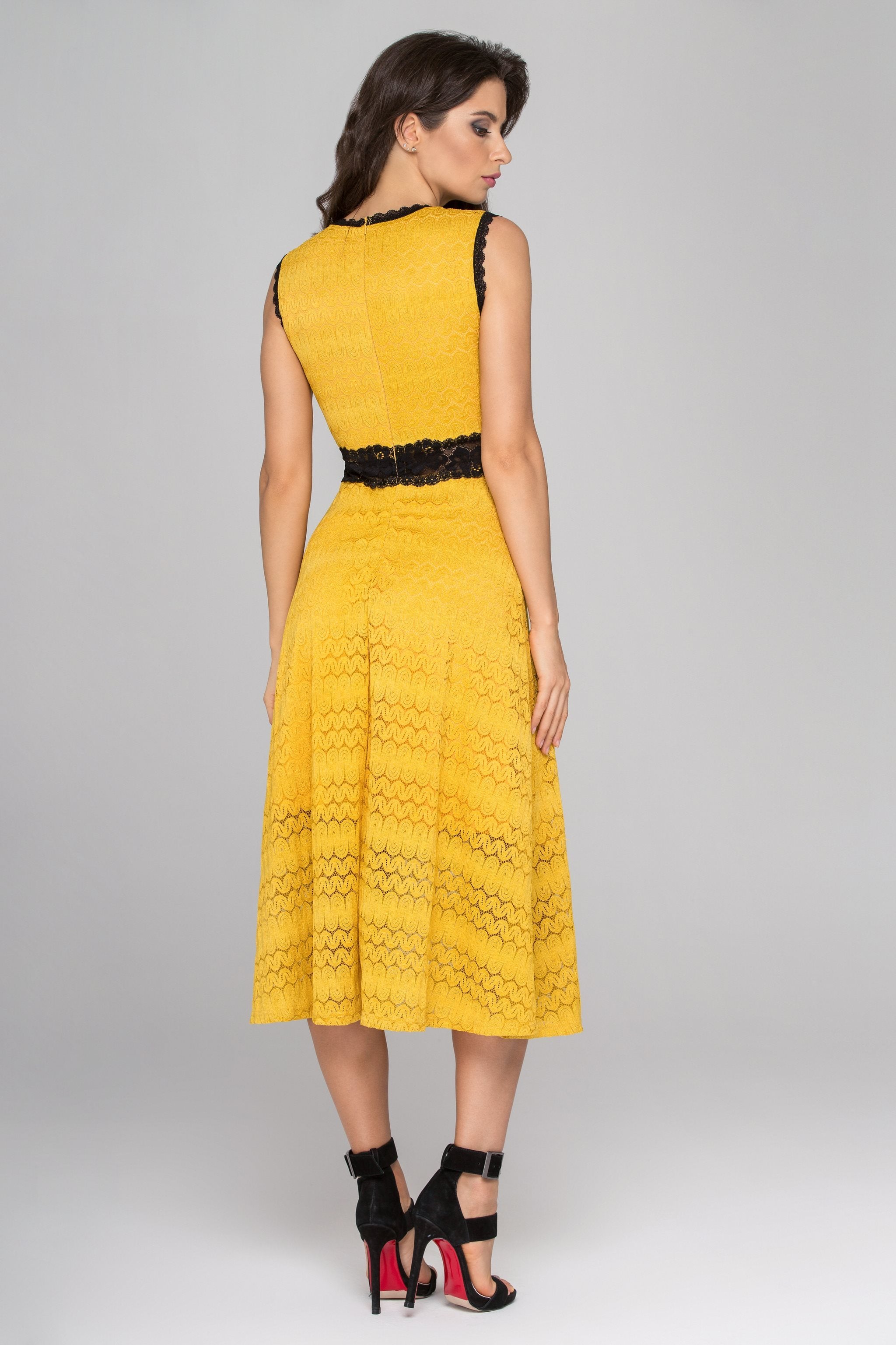 Yellow and Black Lace Midi dress - ownthelooks-Development Yellow and Black Lace Midi dress - ownthelooks-Development