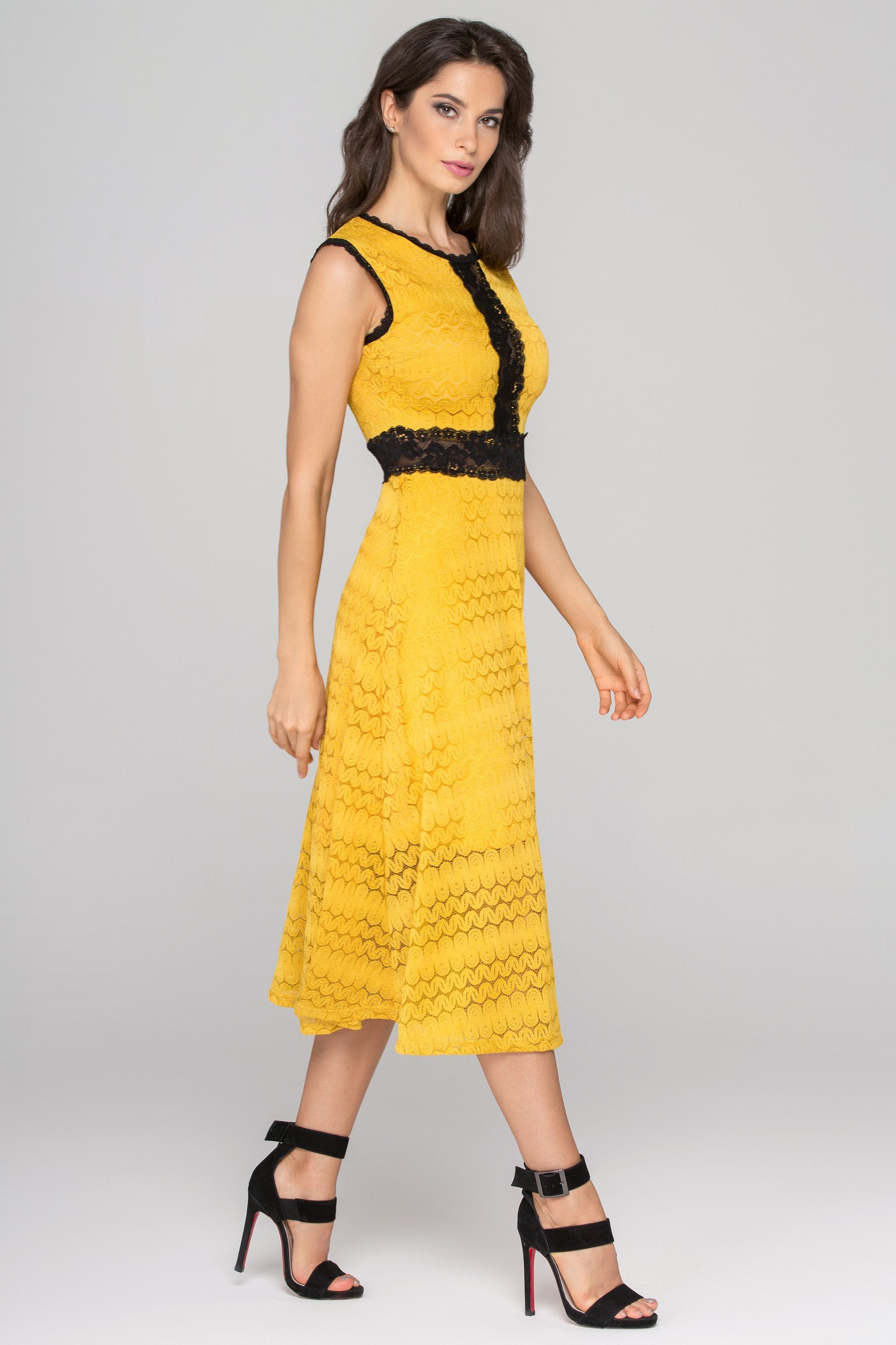 Yellow and Black Lace Midi dress - ownthelooks-Development Yellow and Black Lace Midi dress - ownthelooks-Development