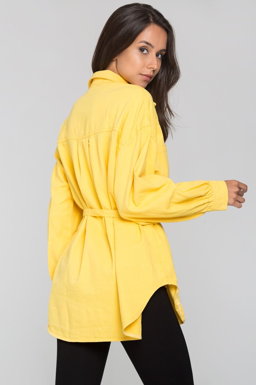 Yellow Denim Oversized Belted Top - ownthelooks-Development Yellow Denim Oversized Belted Top - ownthelooks-Development