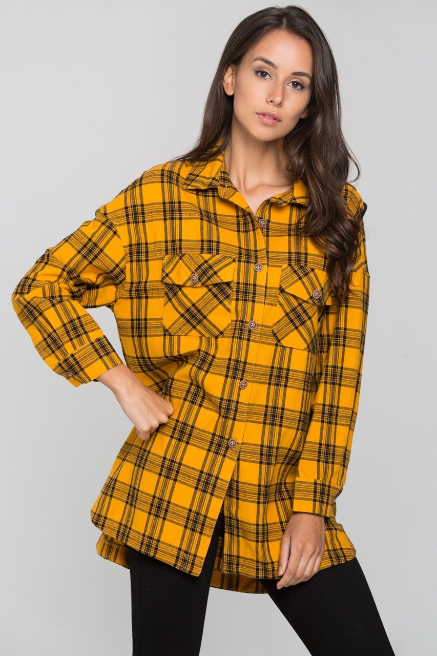 Yellow and Black Plaid Button Up Top - ownthelooks-Development Yellow and Black Plaid Button Up Top - ownthelooks-Development