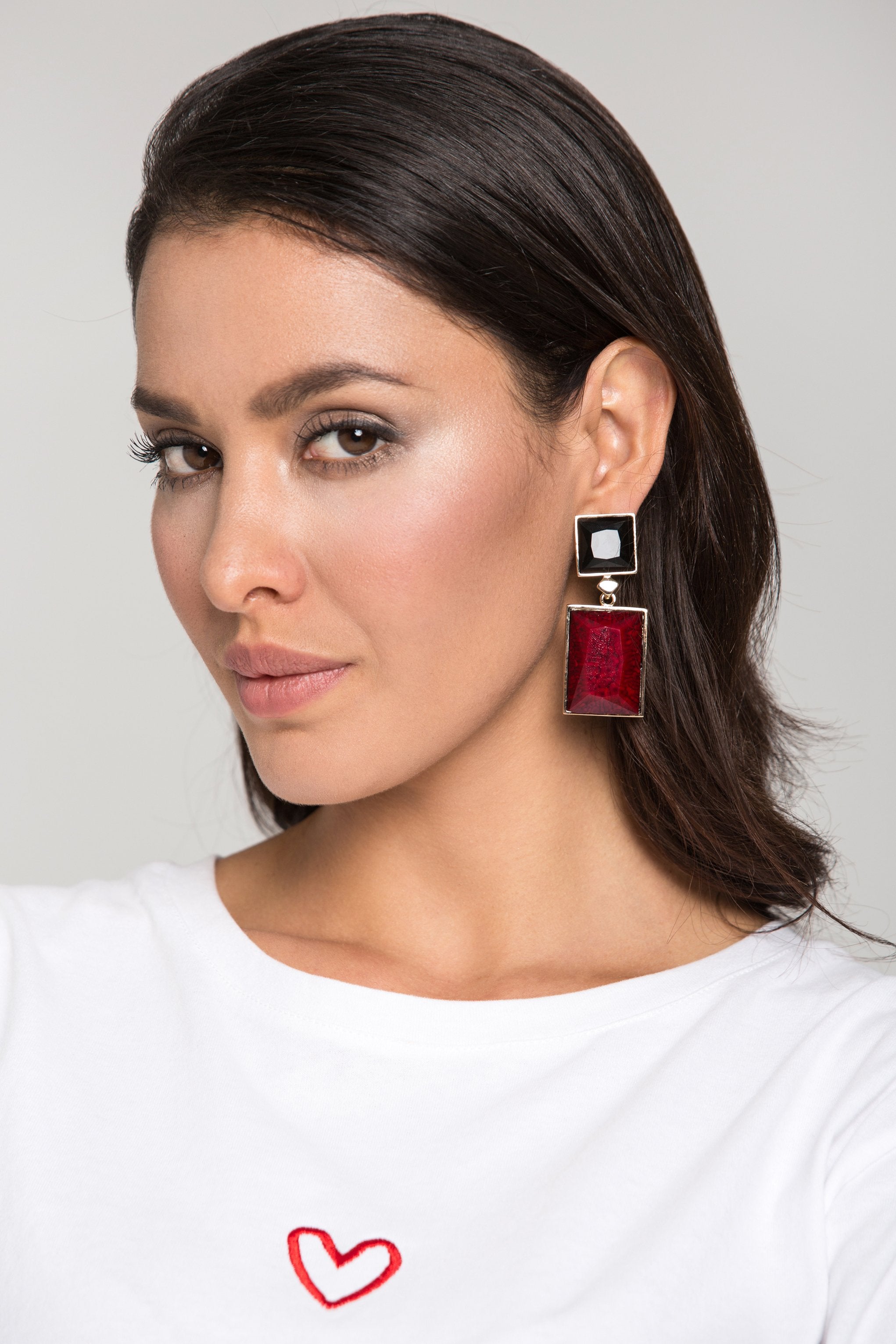 Black Onyx and Coral Earrings - ownthelooks-Development Black Onyx and Coral Earrings - ownthelooks-Development