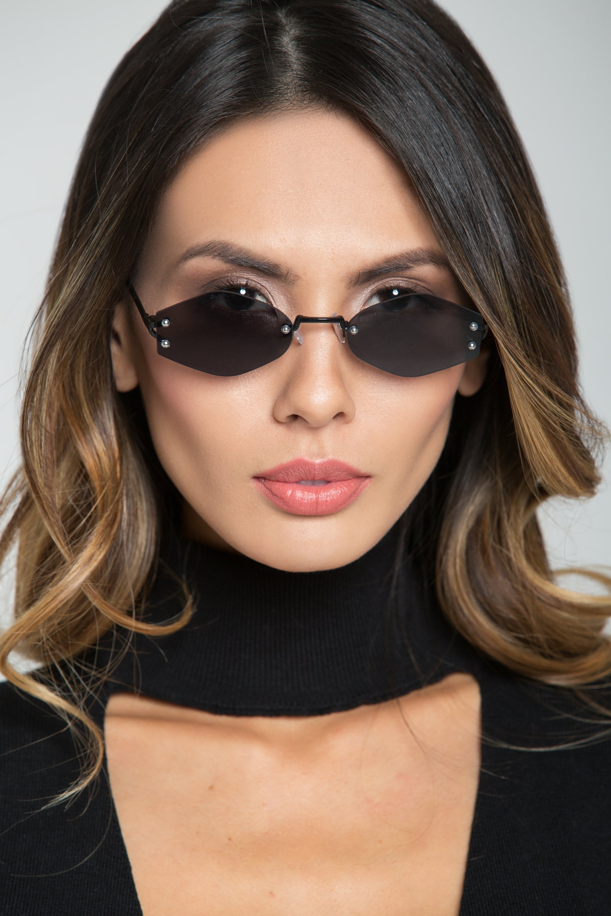 Black Rimless Geometrical Sunglasses - ownthelooks-Development Black Rimless Geometrical Sunglasses - ownthelooks-Development