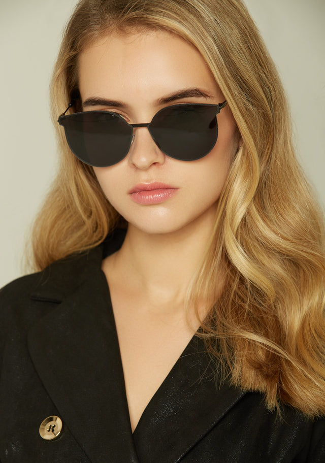Black Slim Rim Cat Eye Sunglasses - ownthelooks-Development