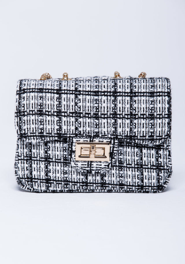 Black and White Threaded Royal Sling Bag - ownthelooks-Development