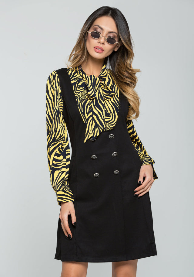 Black and Yellow Zebra Print Dress - ownthelooks-Development