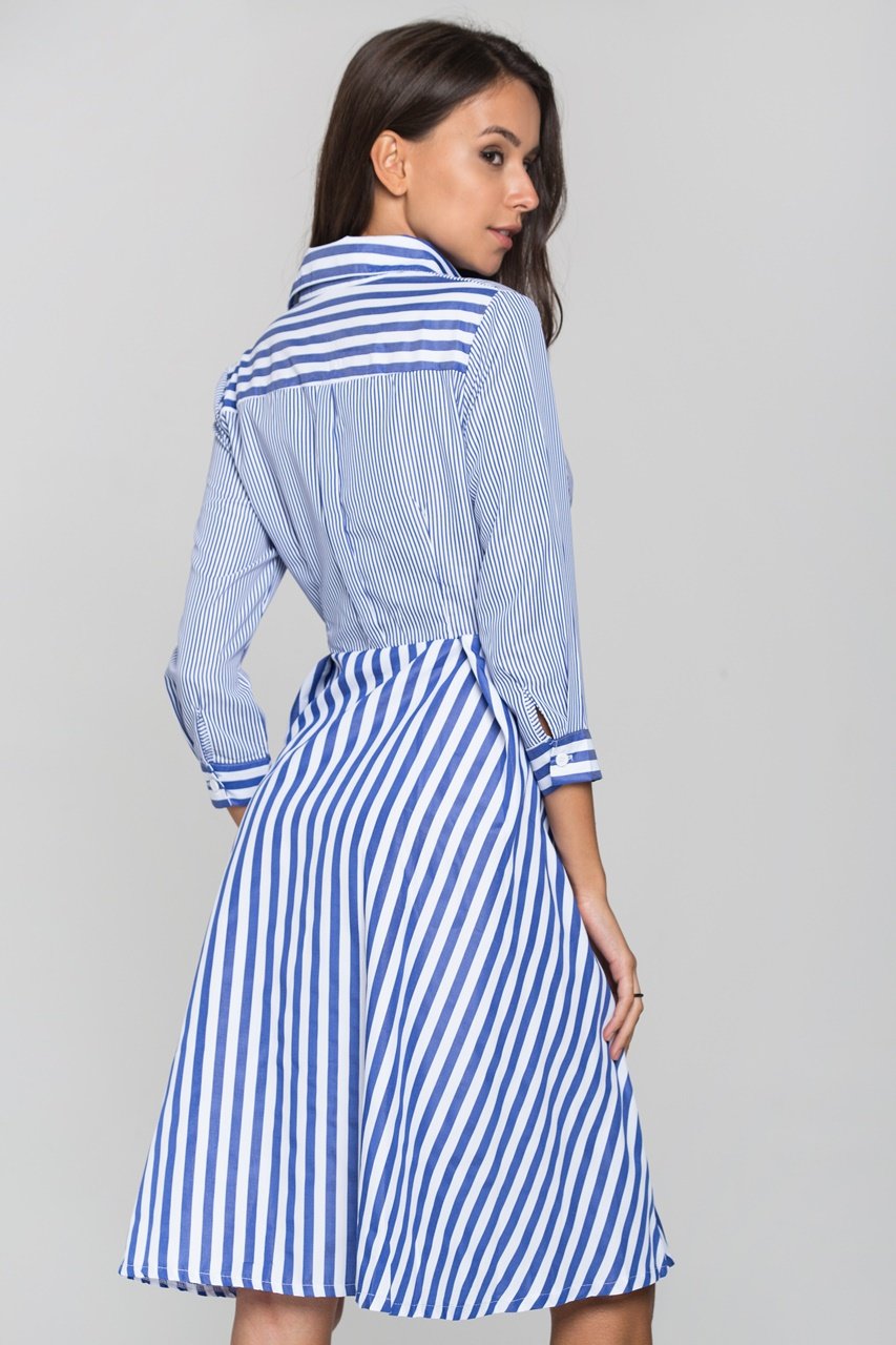 Blue Chalk and Candy Stripe Panel Wrap Midi Dress - ownthelooks-Development Blue Chalk and Candy Stripe Panel Wrap Midi Dress - ownthelooks-Development