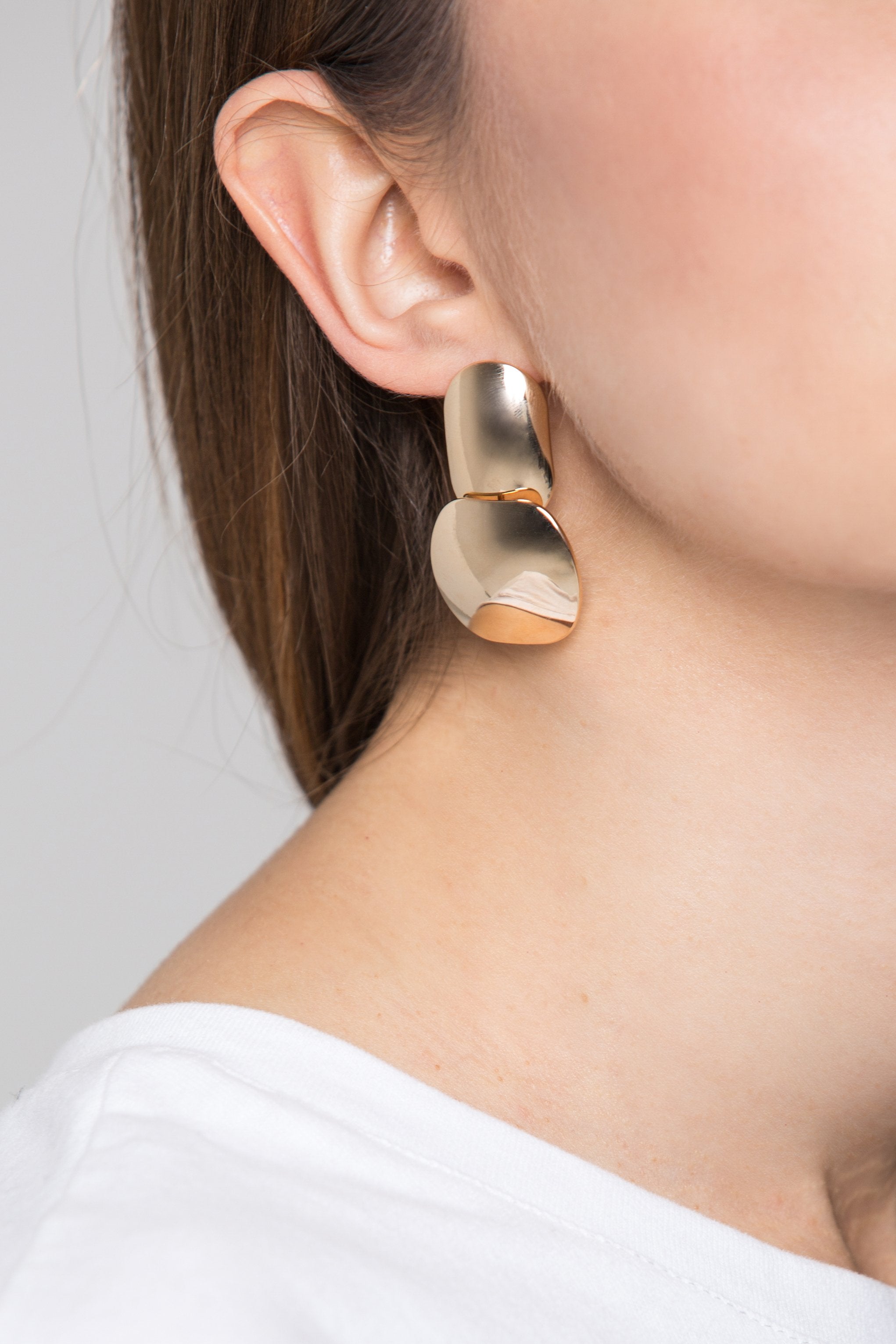 Gold Double Dome Button Earrings - ownthelooks-Development Gold Double Dome Button Earrings - ownthelooks-Development