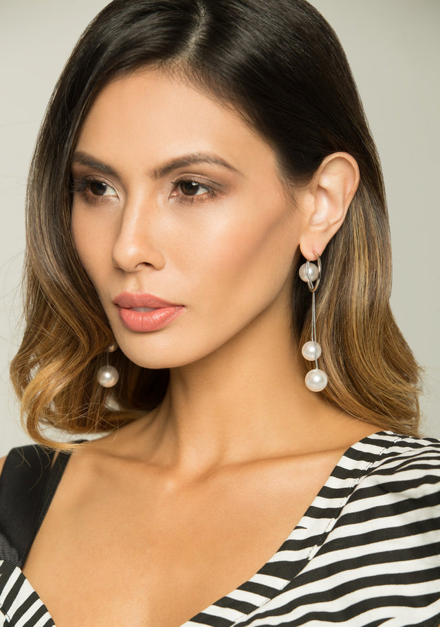 Hoop and Faux Pearl Drop Earrings - ownthelooks-Development