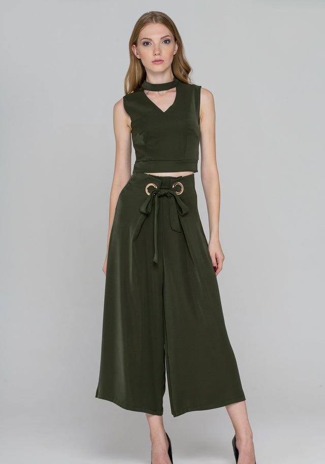 Rania Fawaz - Pine Green Two Piece Ring Palazzo Co-ord - ownthelooks-Development