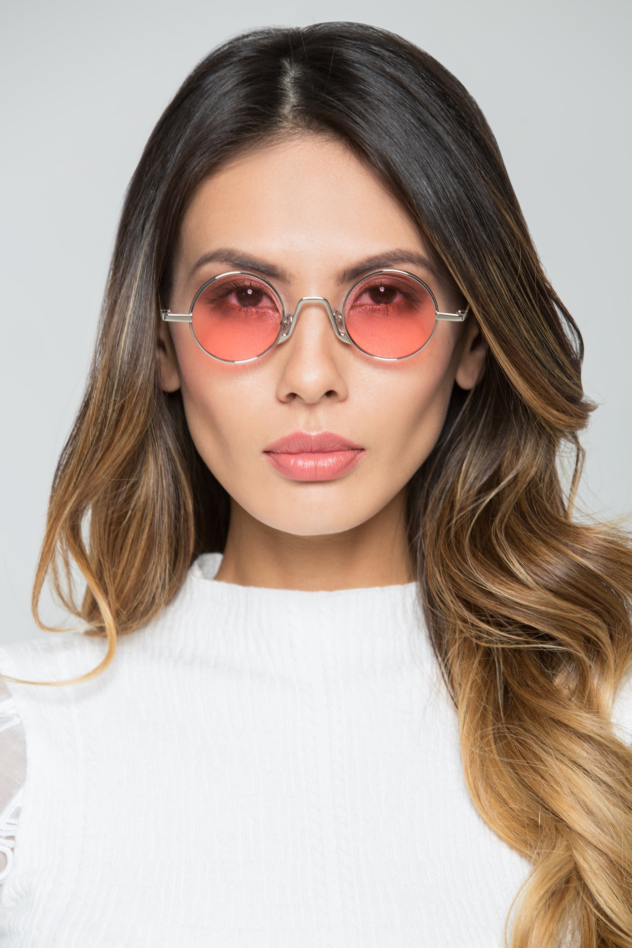 Pink Lens Inverted Bridge Round Sunglasses - ownthelooks-Development Pink Lens Inverted Bridge Round Sunglasses - ownthelooks-Development