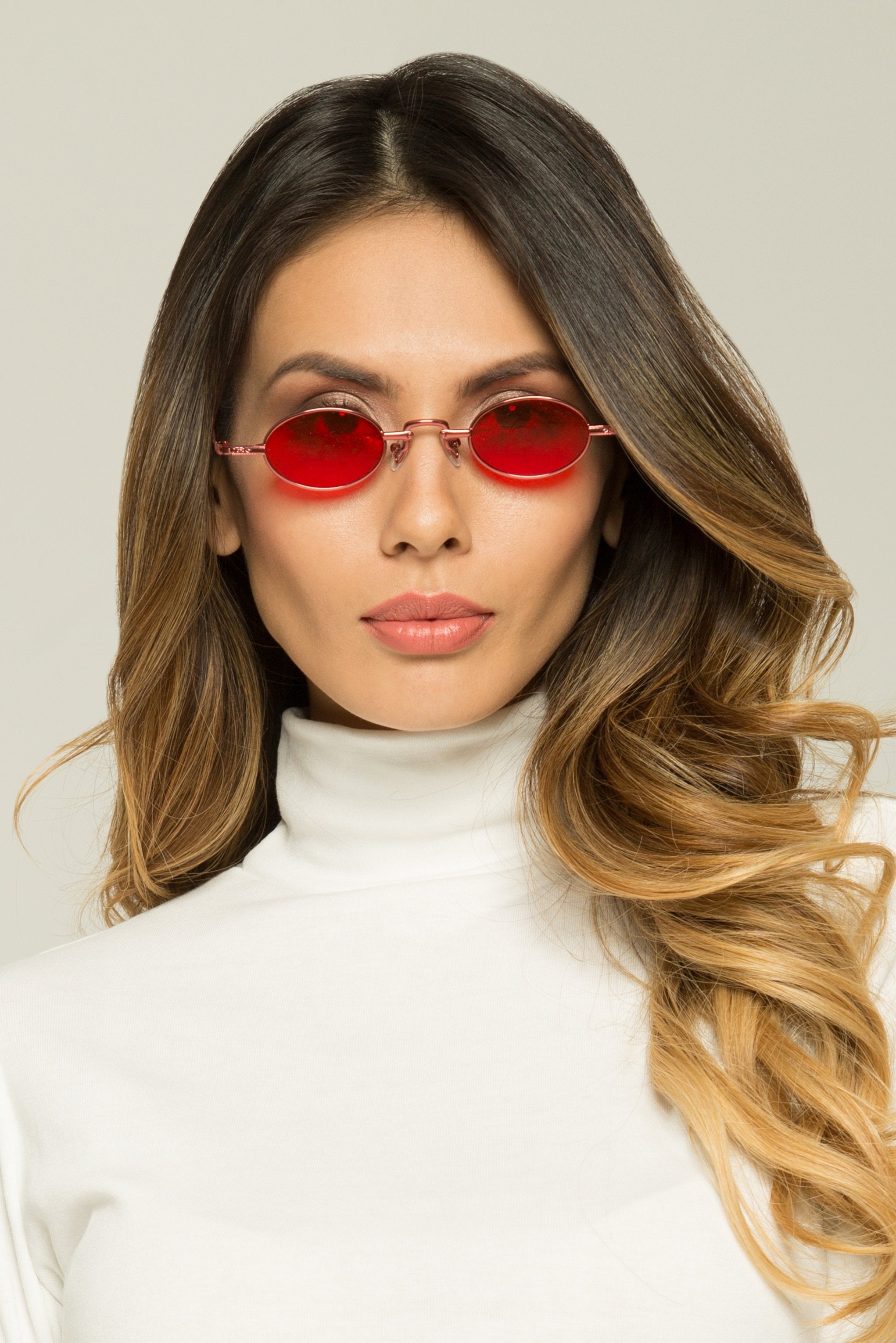 Red Lens Metal Arms Oval Sunglasses - ownthelooks-Development Red Lens Metal Arms Oval Sunglasses - ownthelooks-Development