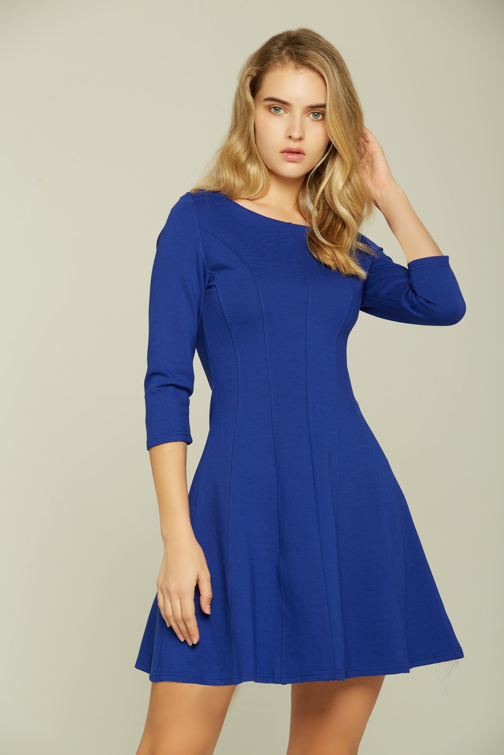 Royal Blue Half Sleeves Mini Dress - ownthelooks-Development Royal Blue Half Sleeves Mini Dress - ownthelooks-Development