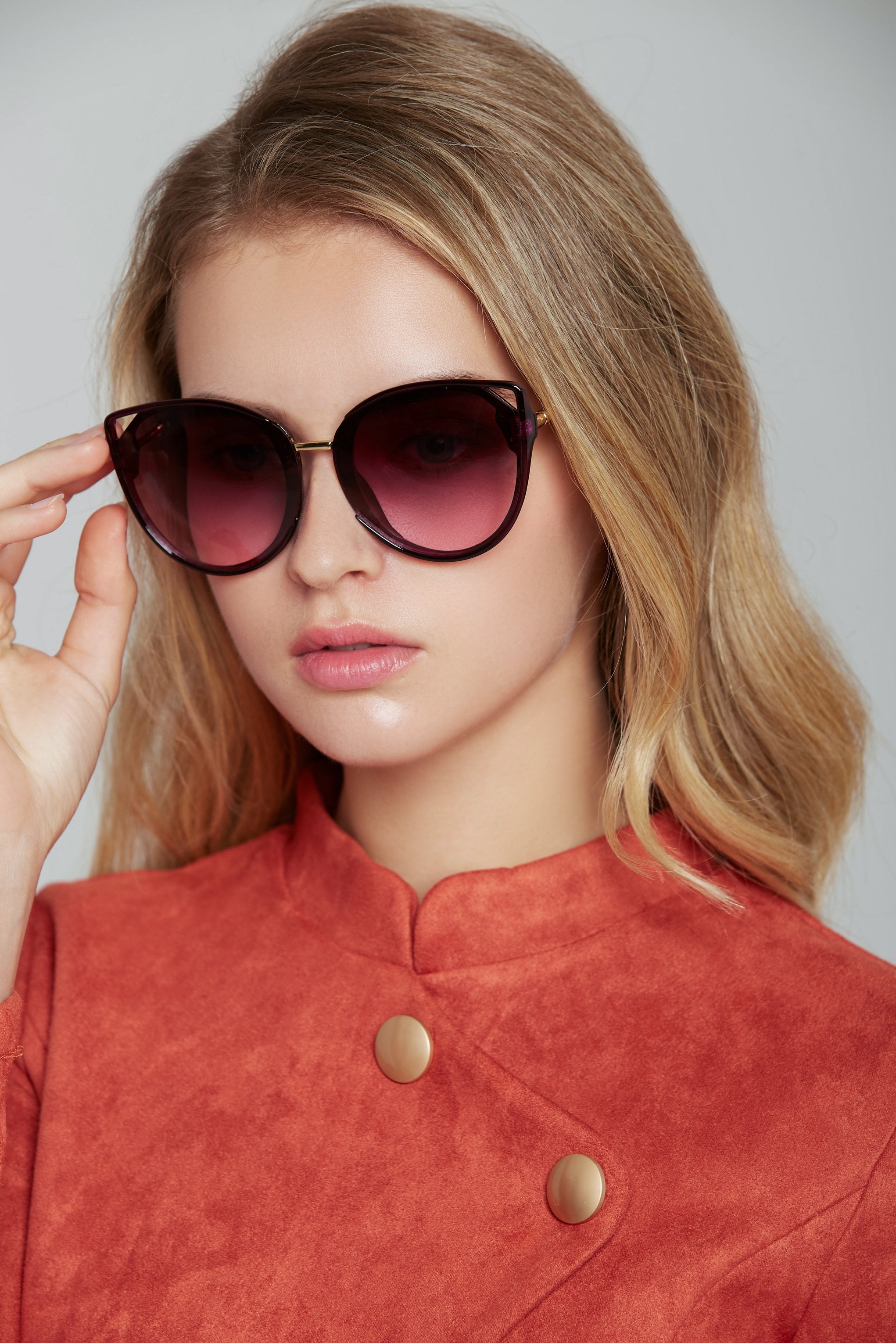 Shiny Purple Cut Out Cat Eye Sunglasses - ownthelooks-Development Shiny Purple Cut Out Cat Eye Sunglasses - ownthelooks-Development