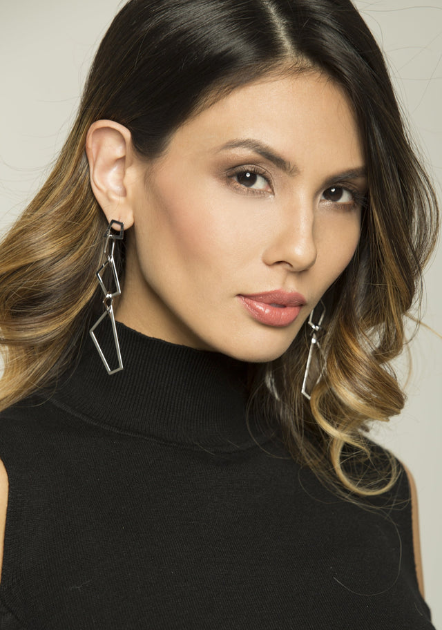 Silver Cut-out Link Drop Earrings - ownthelooks-Development