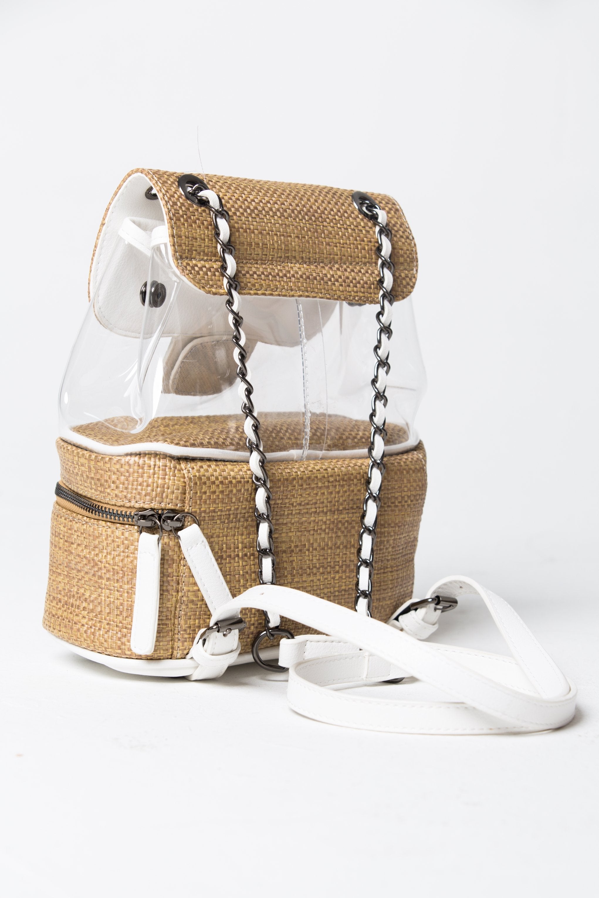 Transparent and Weave Straw Preppy Backpack - ownthelooks-Development Transparent and Weave Straw Preppy Backpack - ownthelooks-Development