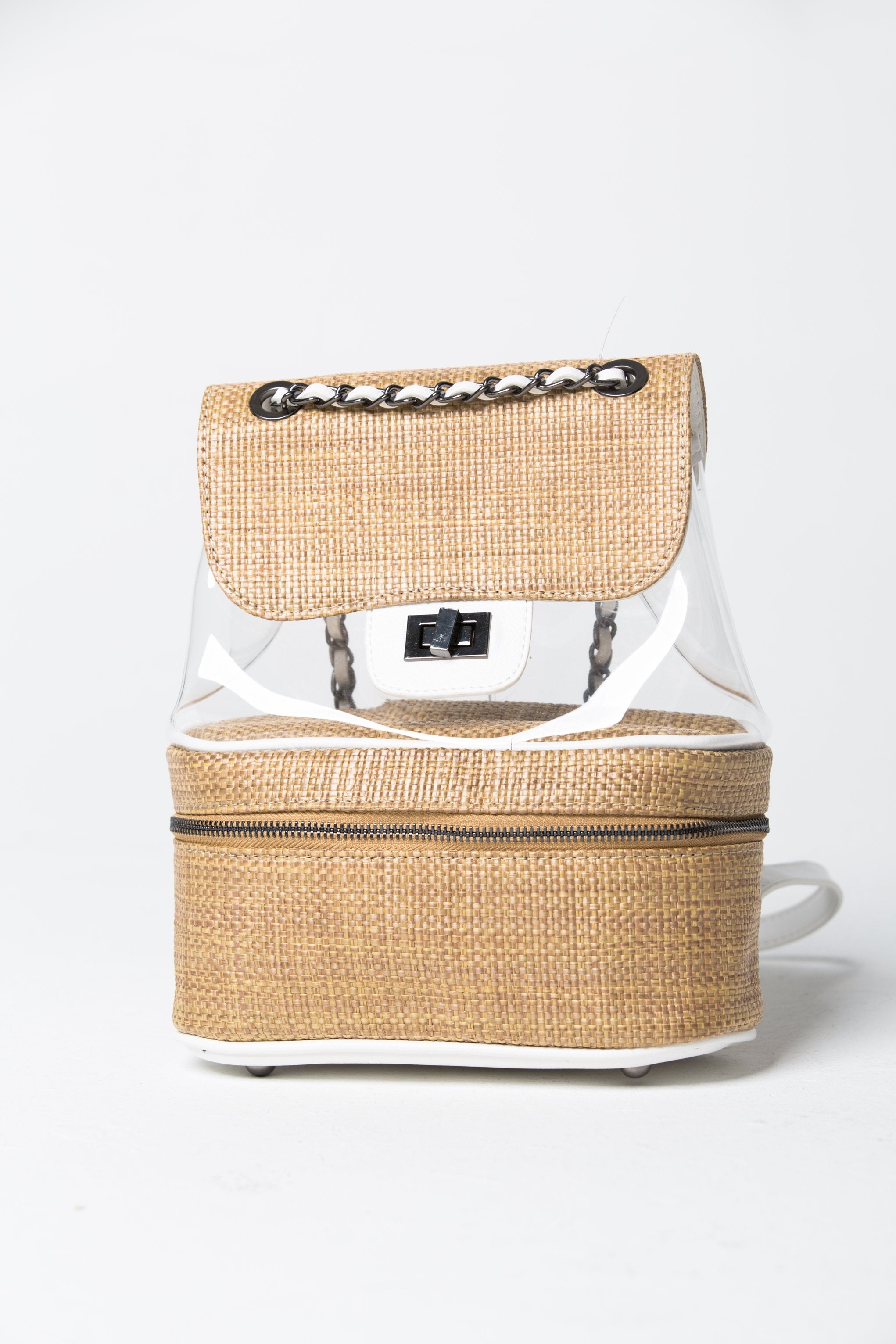 Transparent and Weave Straw Preppy Backpack - ownthelooks-Development Transparent and Weave Straw Preppy Backpack - ownthelooks-Development
