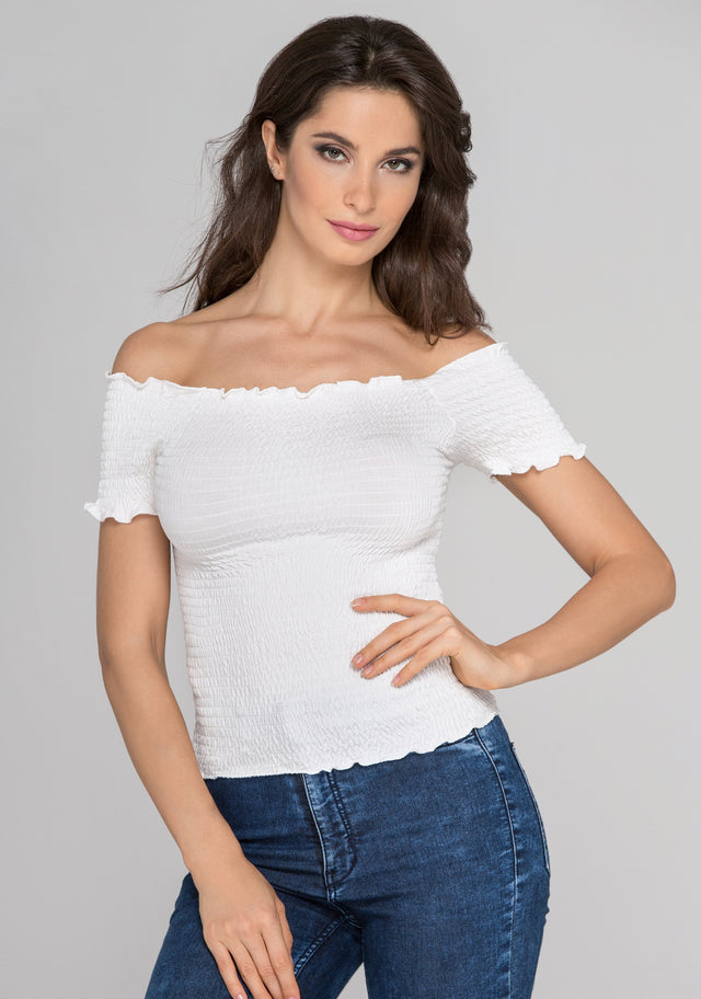 White Smocked Top - ownthelooks-Development