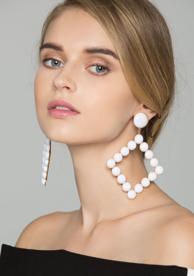 White Square Acrylic Studs Earrings - ownthelooks-Development