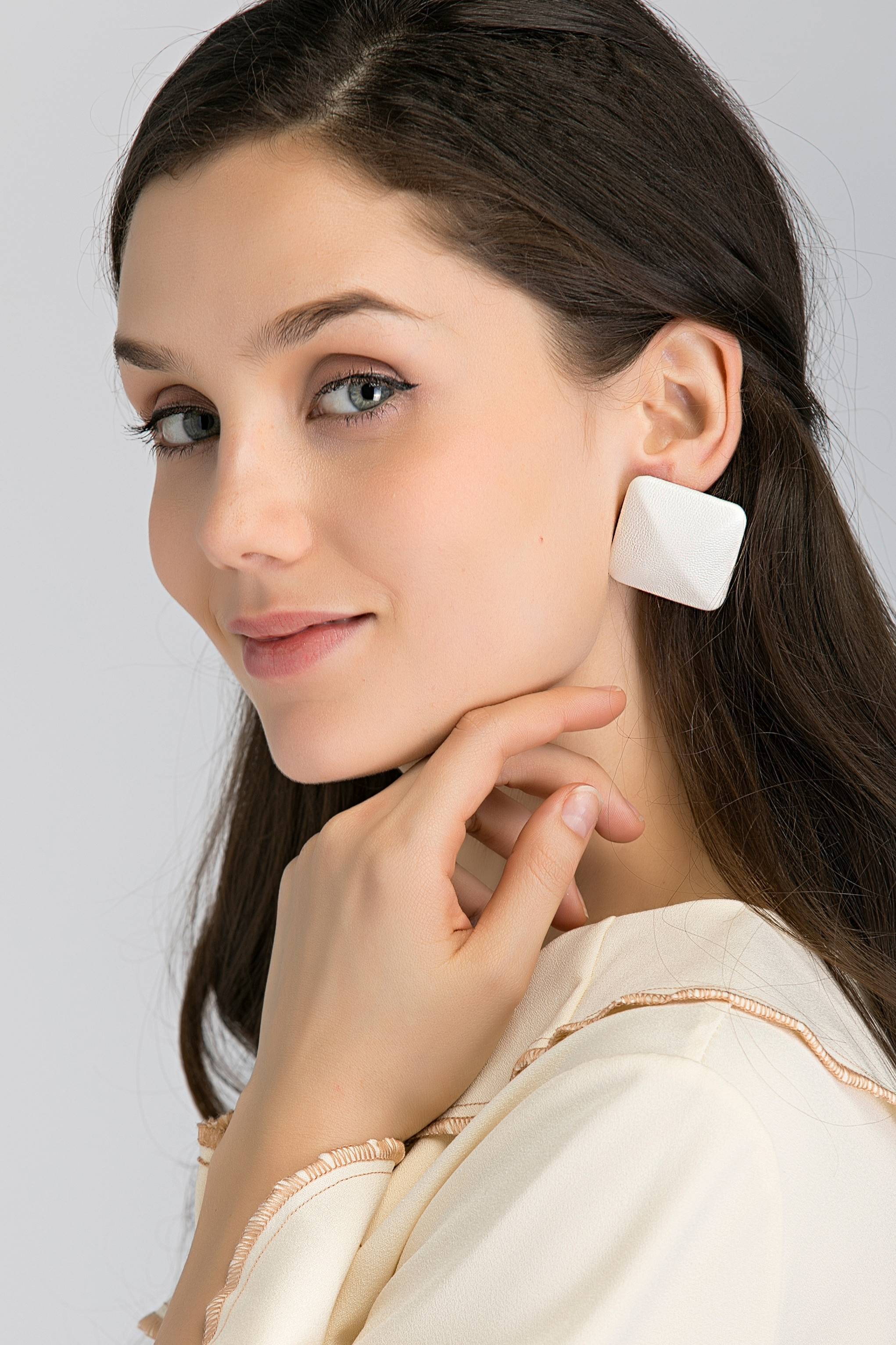 White Square Button Earrings - ownthelooks-Development White Square Button Earrings - ownthelooks-Development
