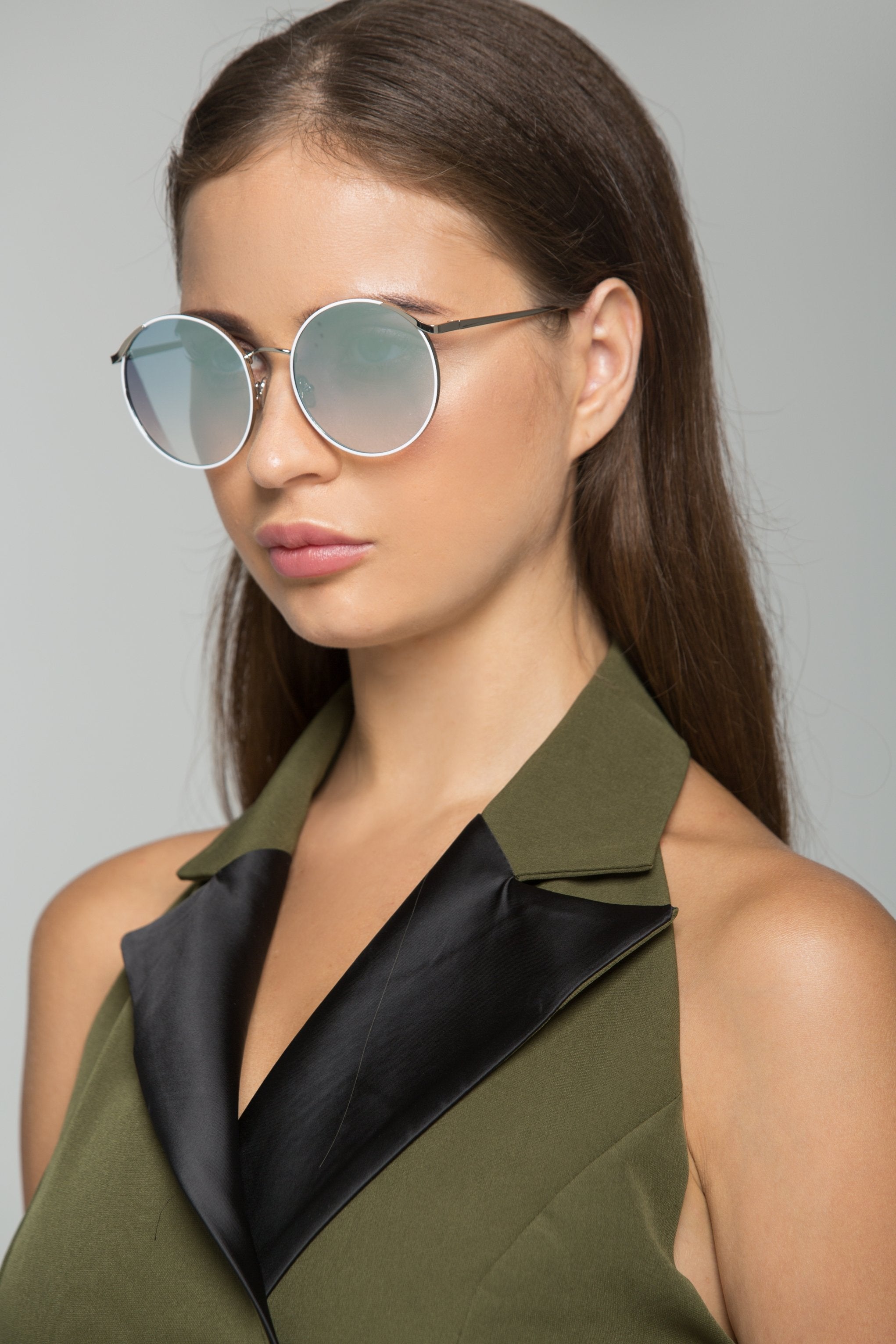 White Trim Rim Round Sunglasses - ownthelooks-Development White Trim Rim Round Sunglasses - ownthelooks-Development