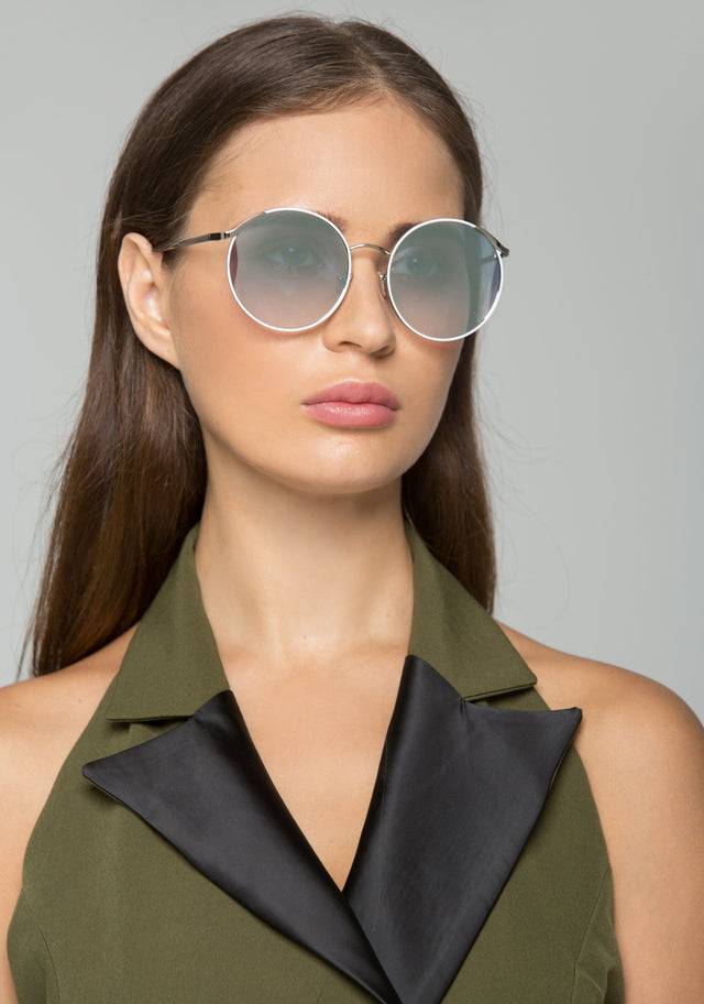 White Trim Rim Round Sunglasses - ownthelooks-Development