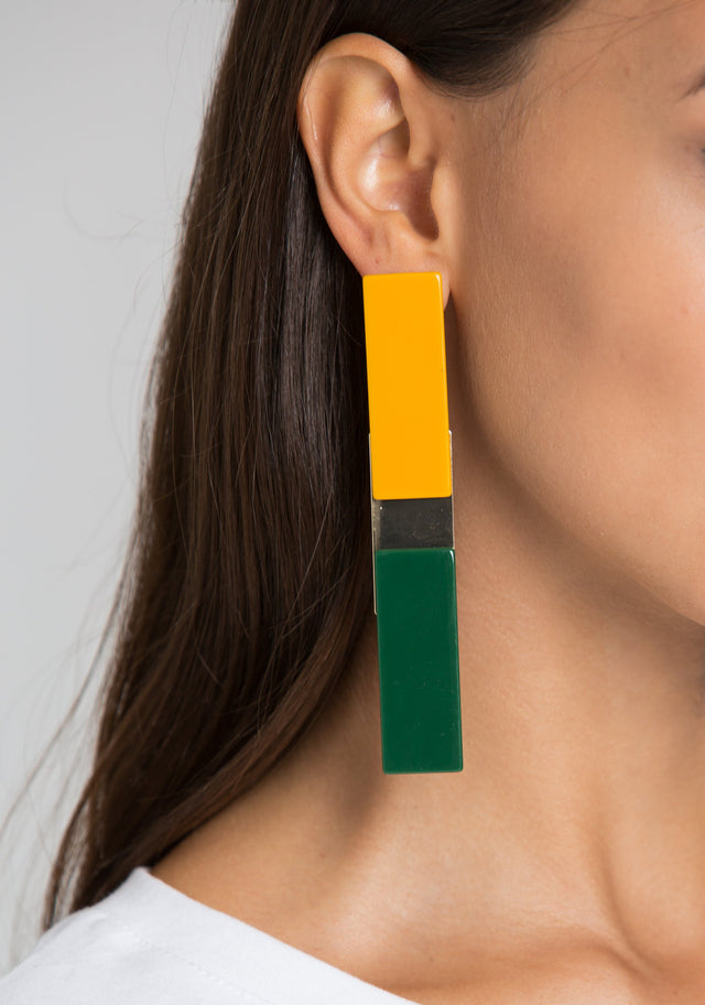Yellow Green Bar Earrings - ownthelooks-Development