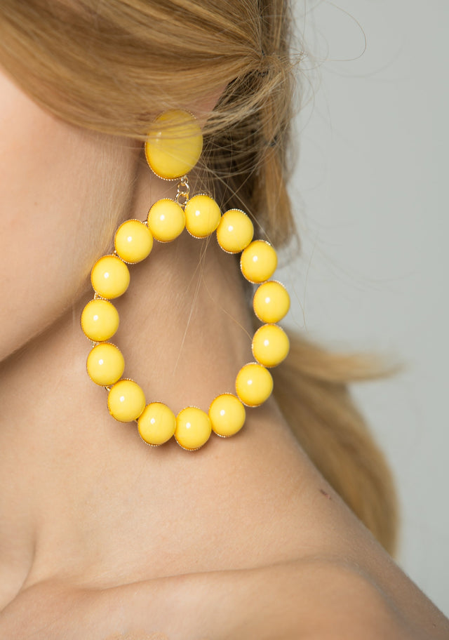 Yellow Round Acrylic Studs Earrings - ownthelooks-Development