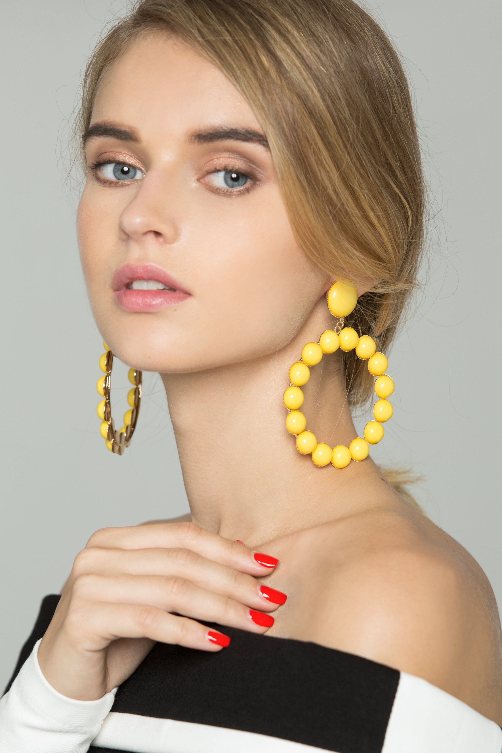 Yellow Round Acrylic Studs Earrings - ownthelooks-Development Yellow Round Acrylic Studs Earrings - ownthelooks-Development