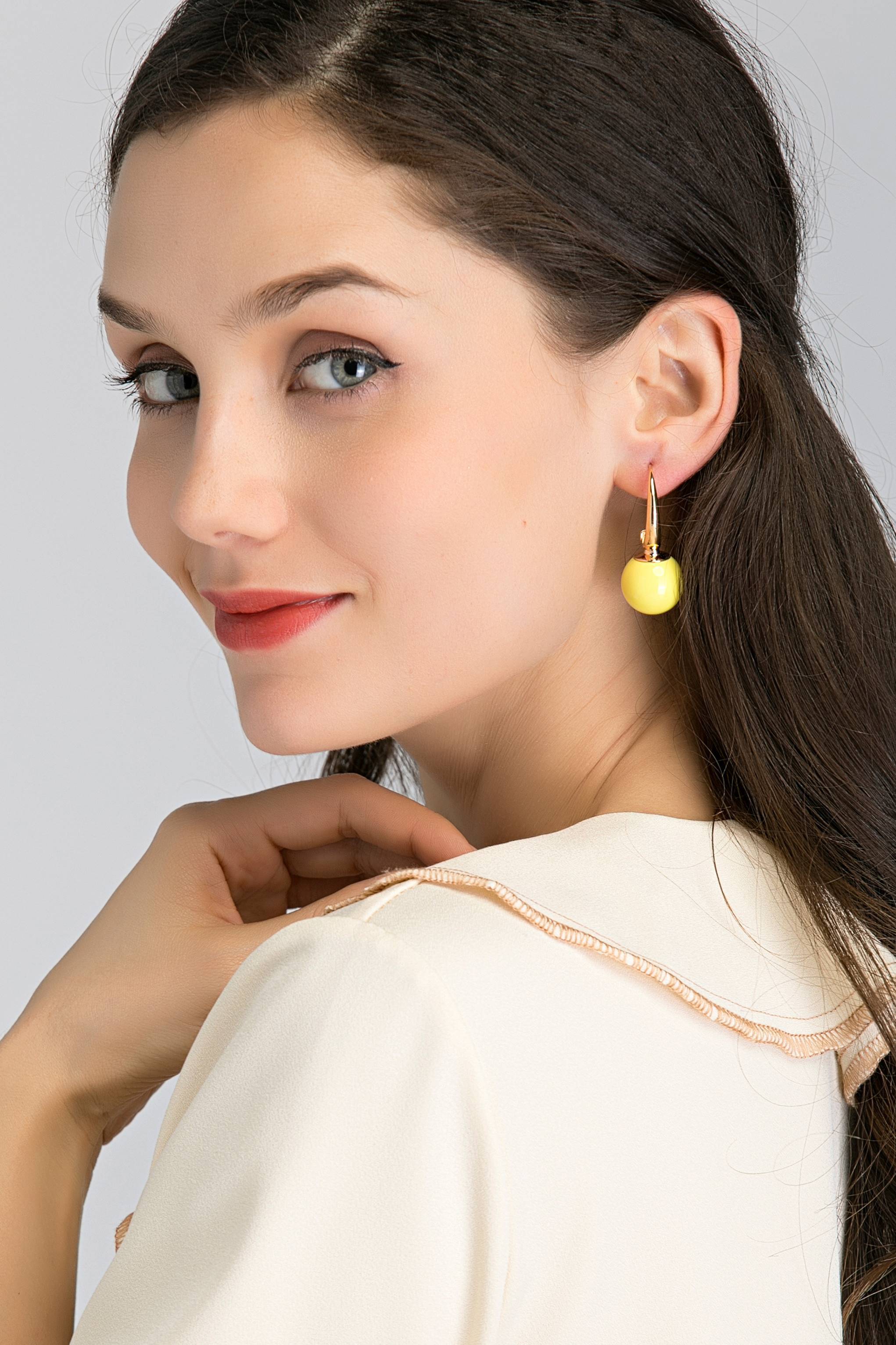 Yellow Sphere Drop Earrings - ownthelooks-Development Yellow Sphere Drop Earrings - ownthelooks-Development