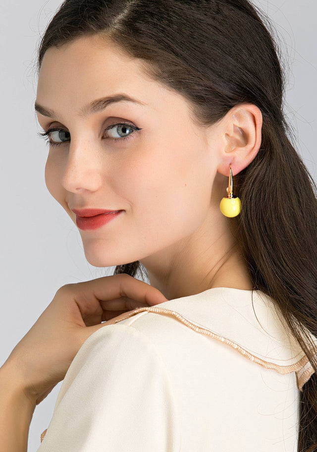 Yellow Sphere Drop Earrings - ownthelooks-Development