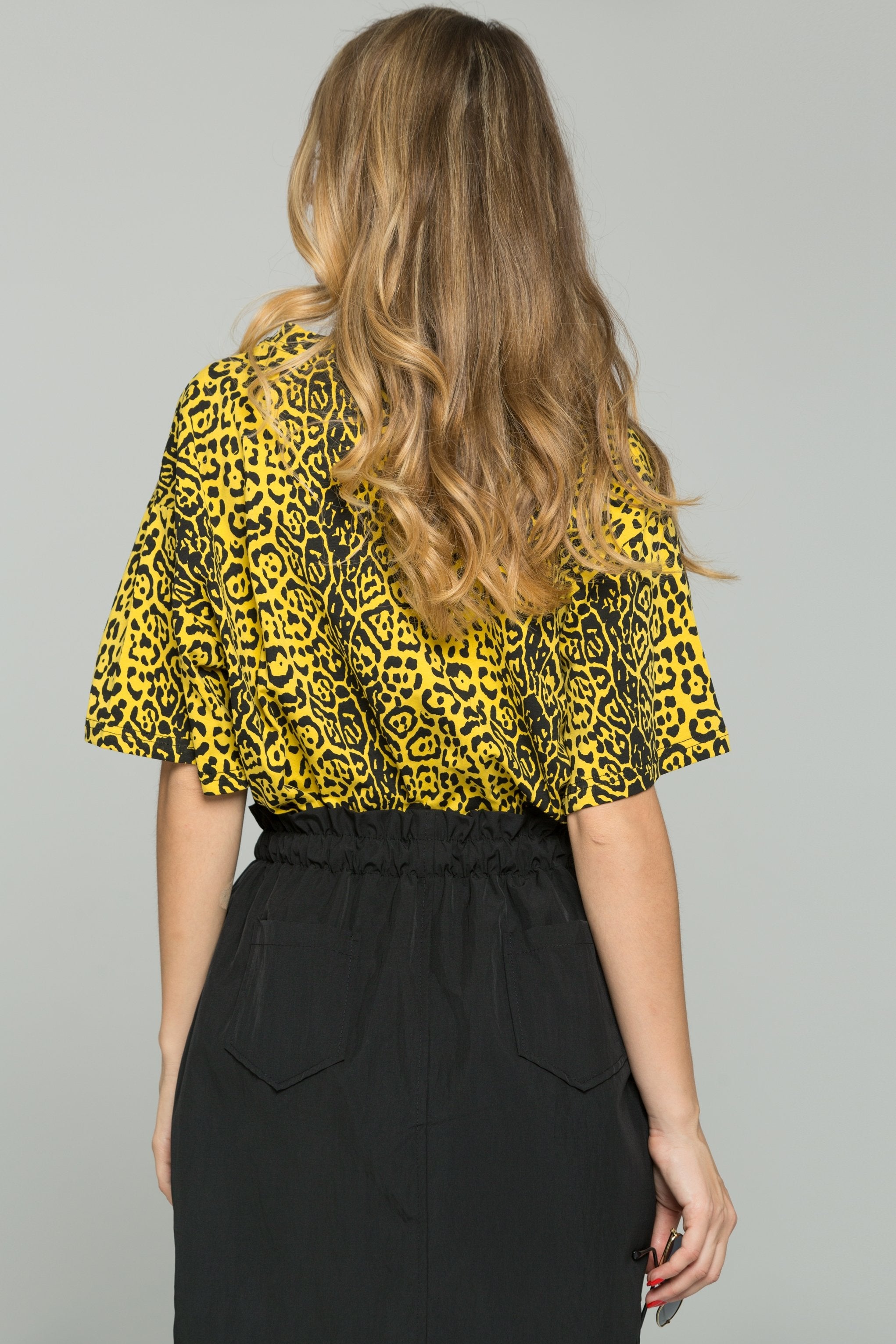 Yellow and Black Leopard Print Oversized Blouson Top - ownthelooks-Development Yellow and Black Leopard Print Oversized Blouson Top - ownthelooks-Development