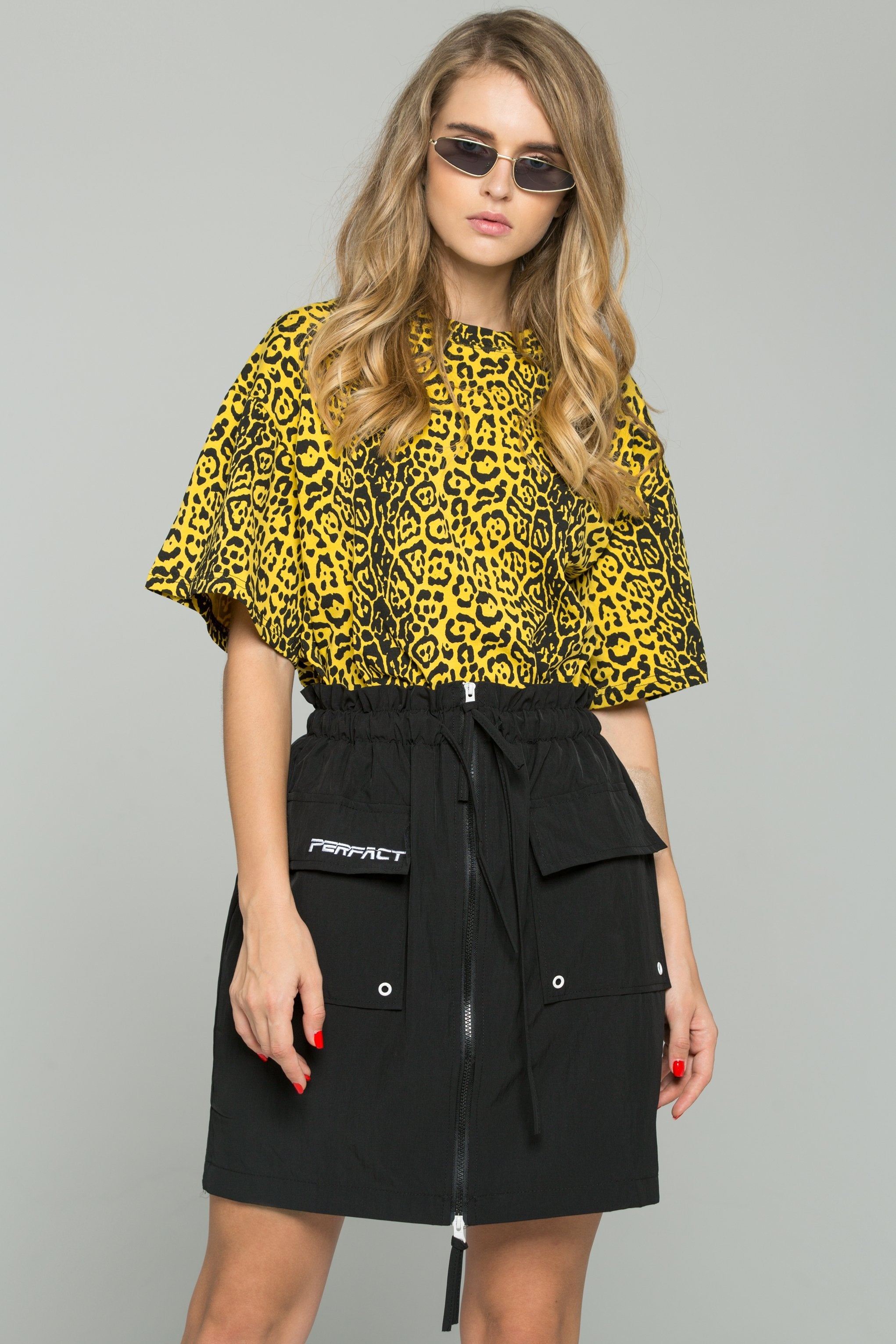 Yellow and Black Leopard Print Oversized Blouson Top - ownthelooks-Development Yellow and Black Leopard Print Oversized Blouson Top - ownthelooks-Development
