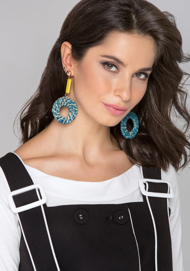 Yellow and Green Twirl Basket Earrings - ownthelooks-Development