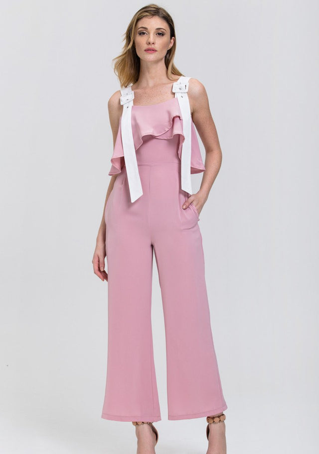 Rania Fawaz - Rose and White Belt Strap Off the Shoulder Jumpsuit - ownthelooks-Development