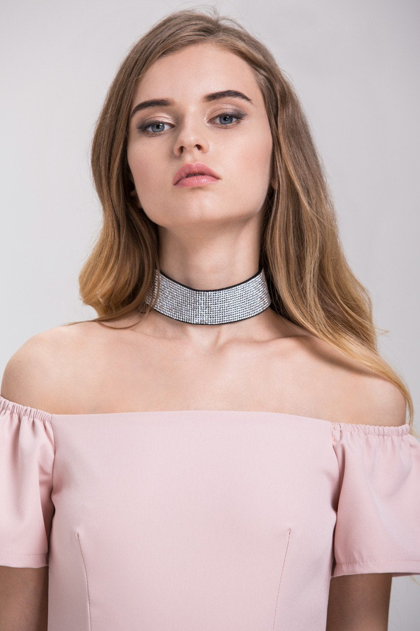 Wide Crystal Embellished Choker Necklace - ownthelooks-Development Wide Crystal Embellished Choker Necklace - ownthelooks-Development