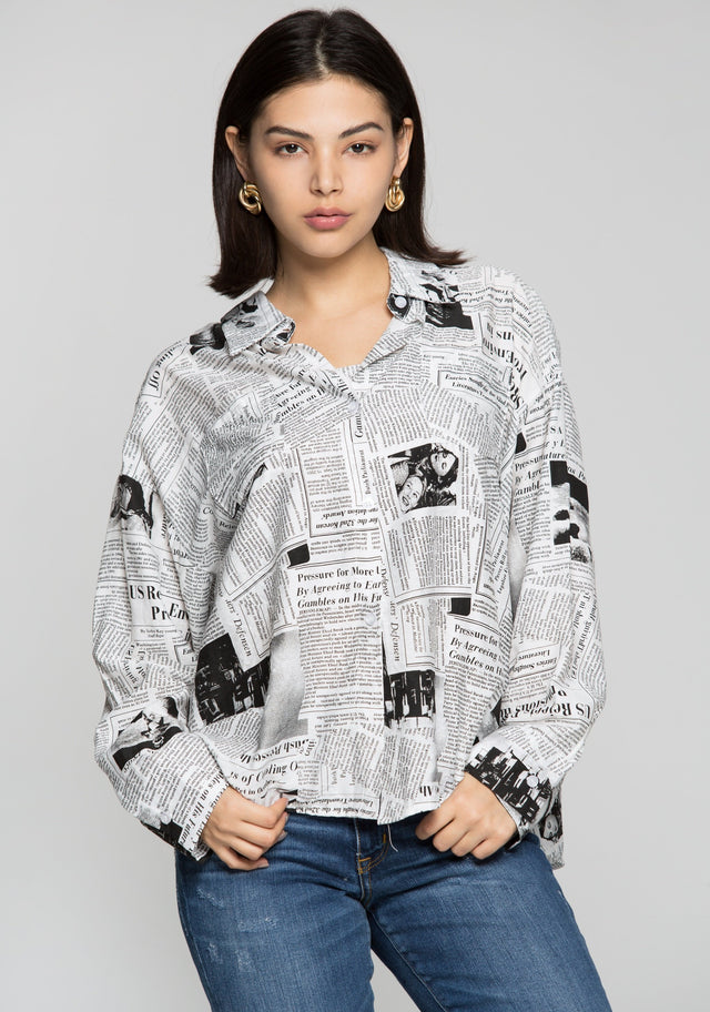 Newspaper Print Tube Top and Shirt Set - ownthelooks-Development