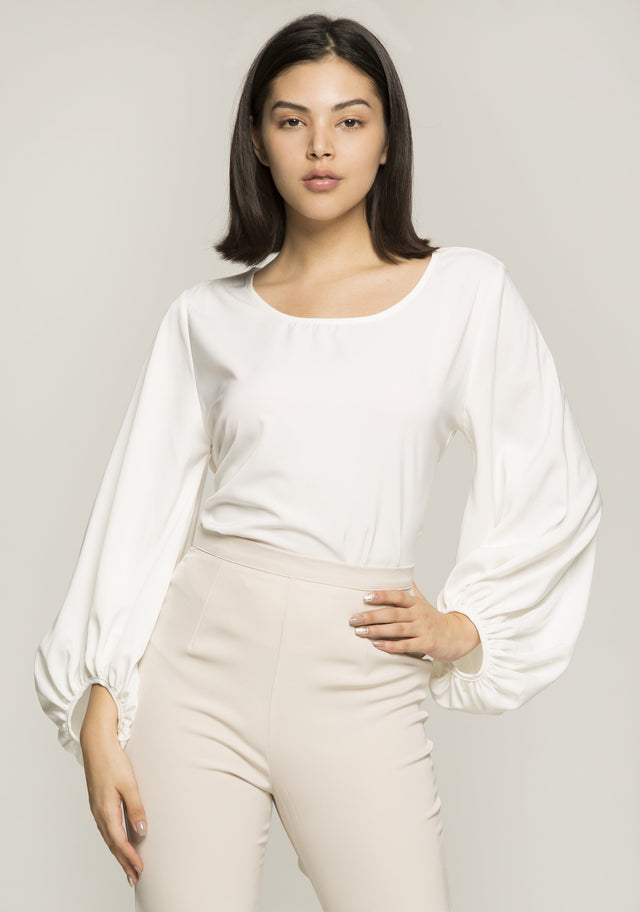 White Top with Bishop Sleeves - ownthelooks-Development