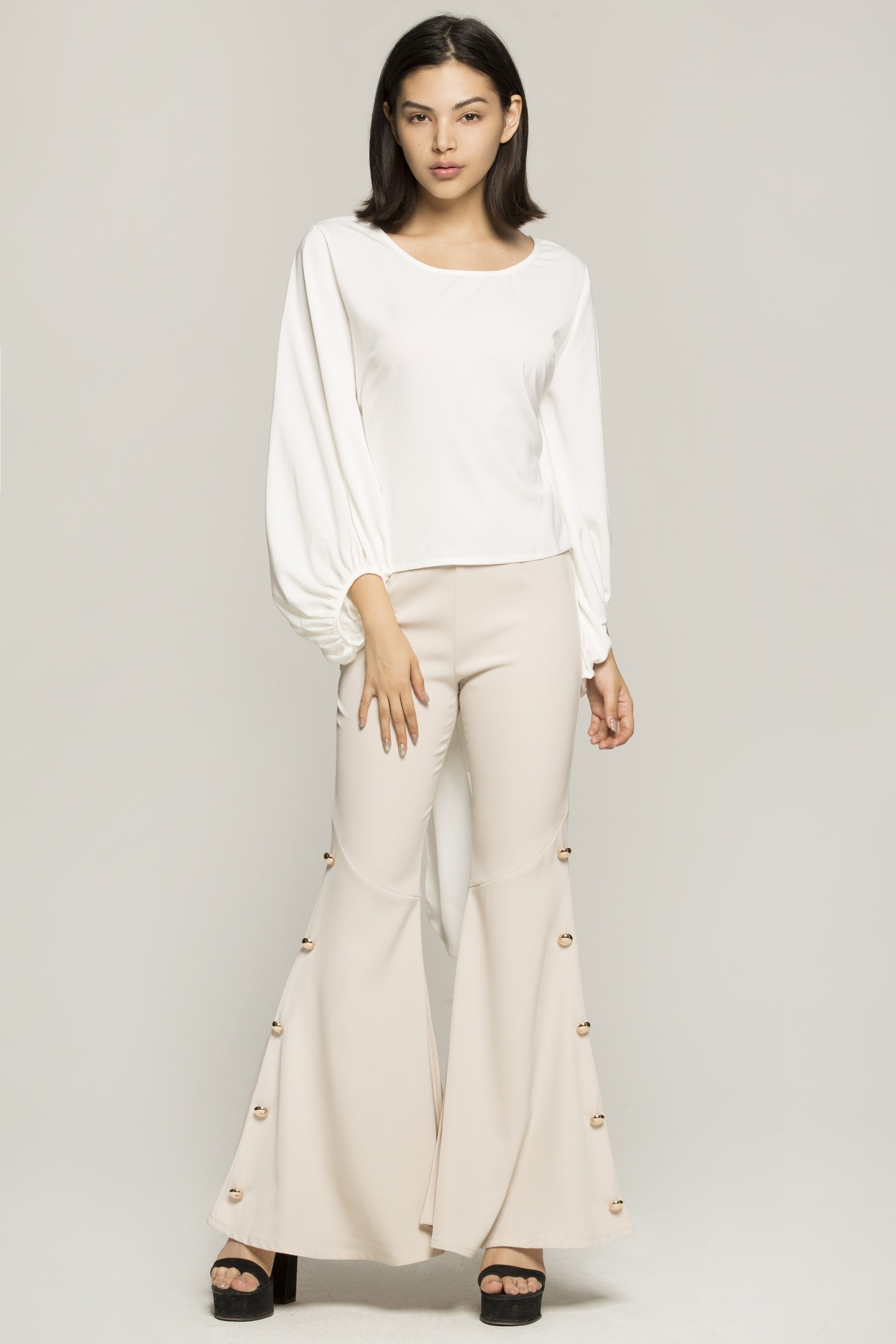 White Top with Bishop Sleeves - ownthelooks-Development White Top with Bishop Sleeves - ownthelooks-Development