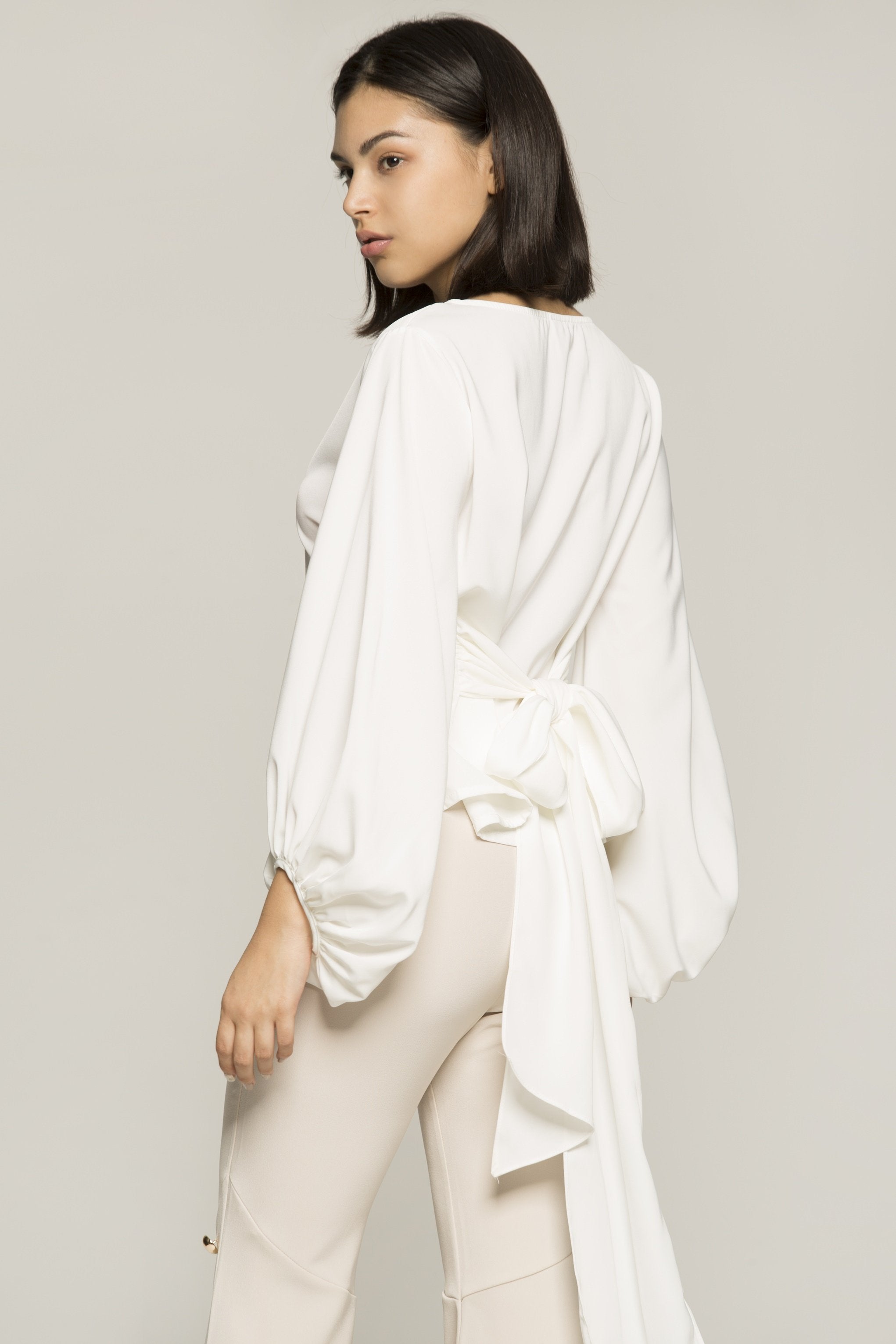 White Top with Bishop Sleeves - ownthelooks-Development White Top with Bishop Sleeves - ownthelooks-Development