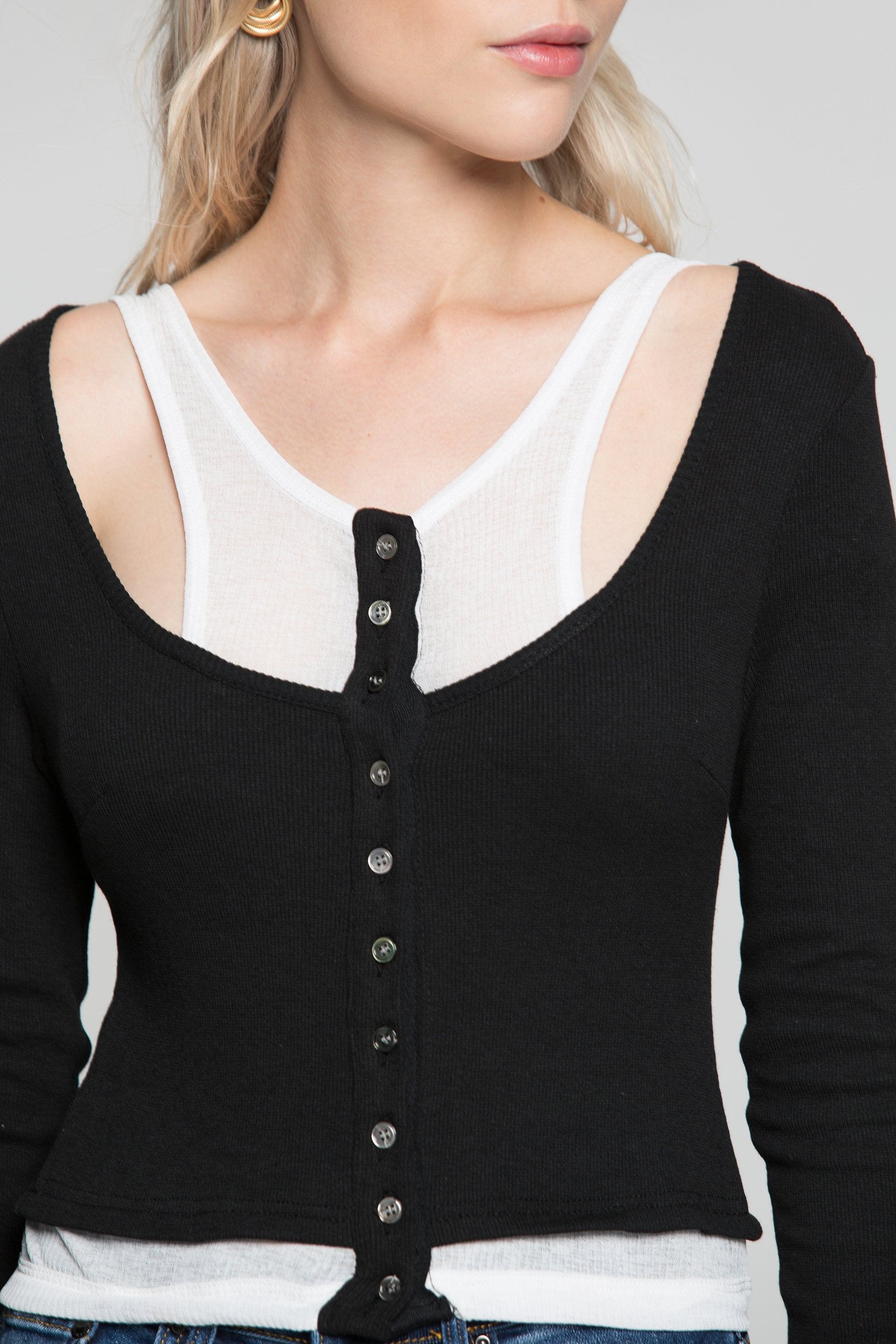 White Vest Within Black Sweater Top - ownthelooks-Development White Vest Within Black Sweater Top - ownthelooks-Development