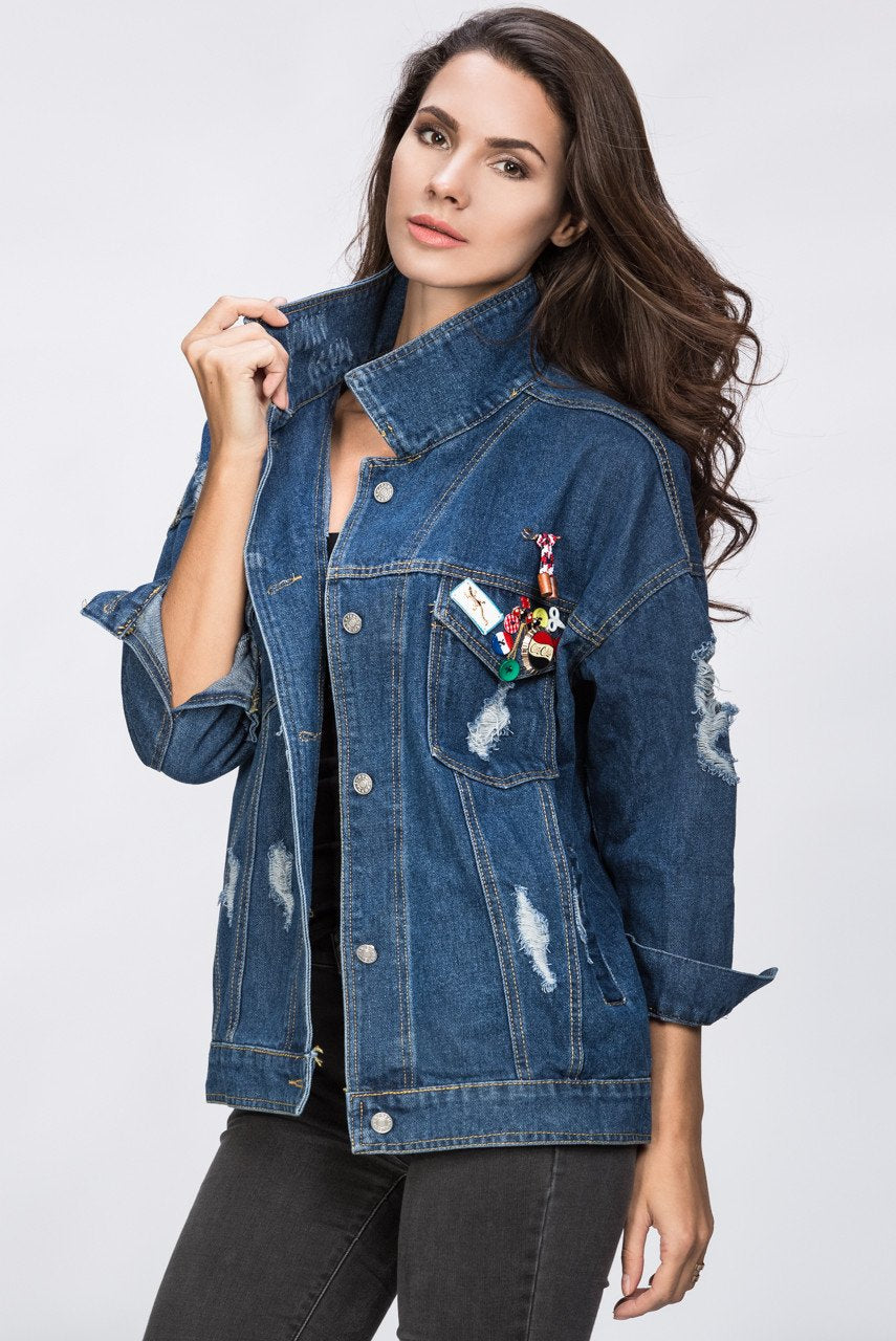 It Style Denim Jacket with Pins - ownthelooks-Development