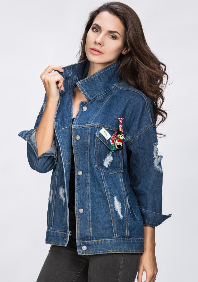 It Style Denim Jacket with Pins - ownthelooks-Development