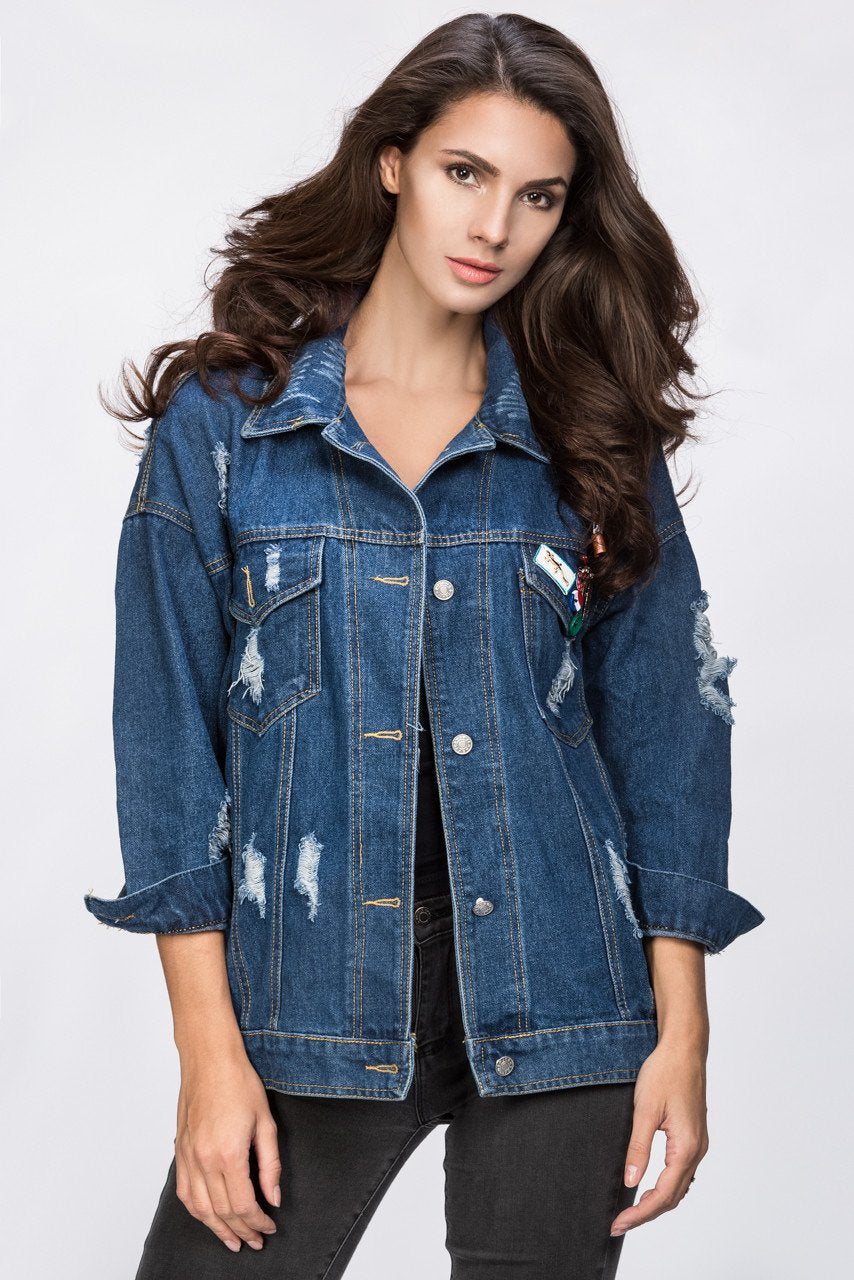 It Style Denim Jacket with Pins - ownthelooks-Development