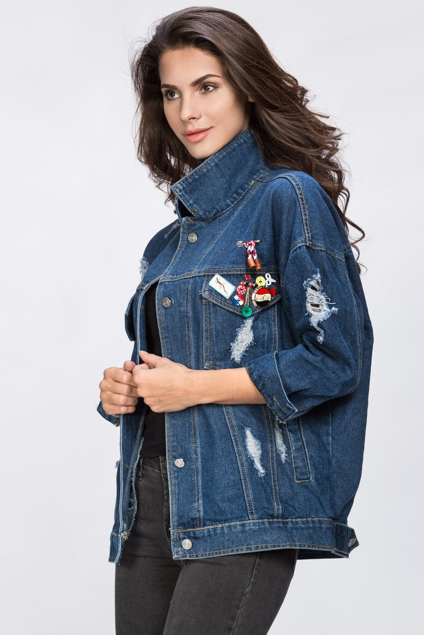 It Style Denim Jacket with Pins - ownthelooks-Development
