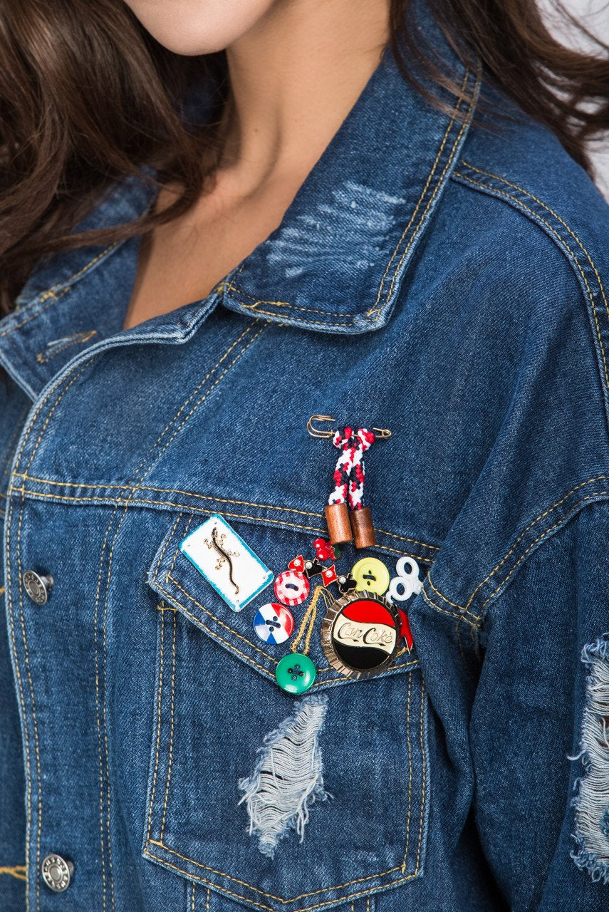It Style Denim Jacket with Pins - ownthelooks-Development