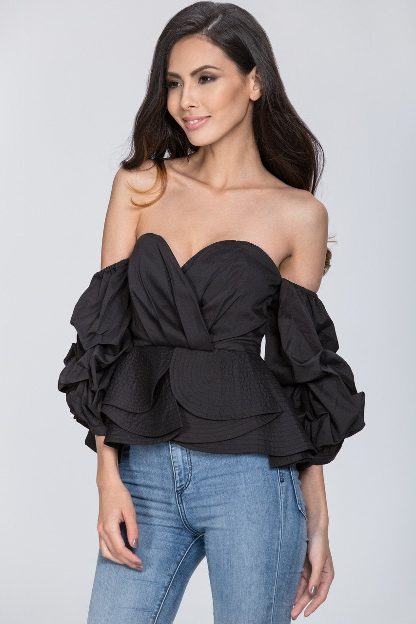 Black Off The Shoulder Love Me Too Top - ownthelooks-Development