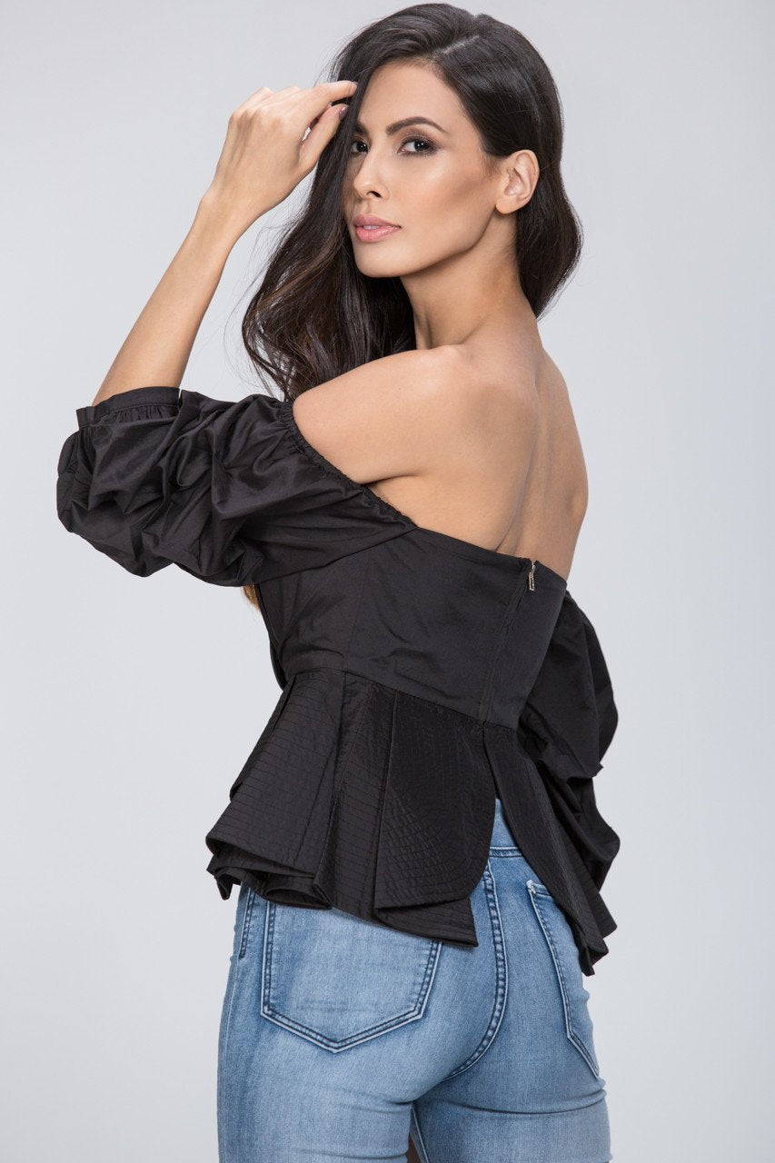 Black Off The Shoulder Love Me Too Top - ownthelooks-Development